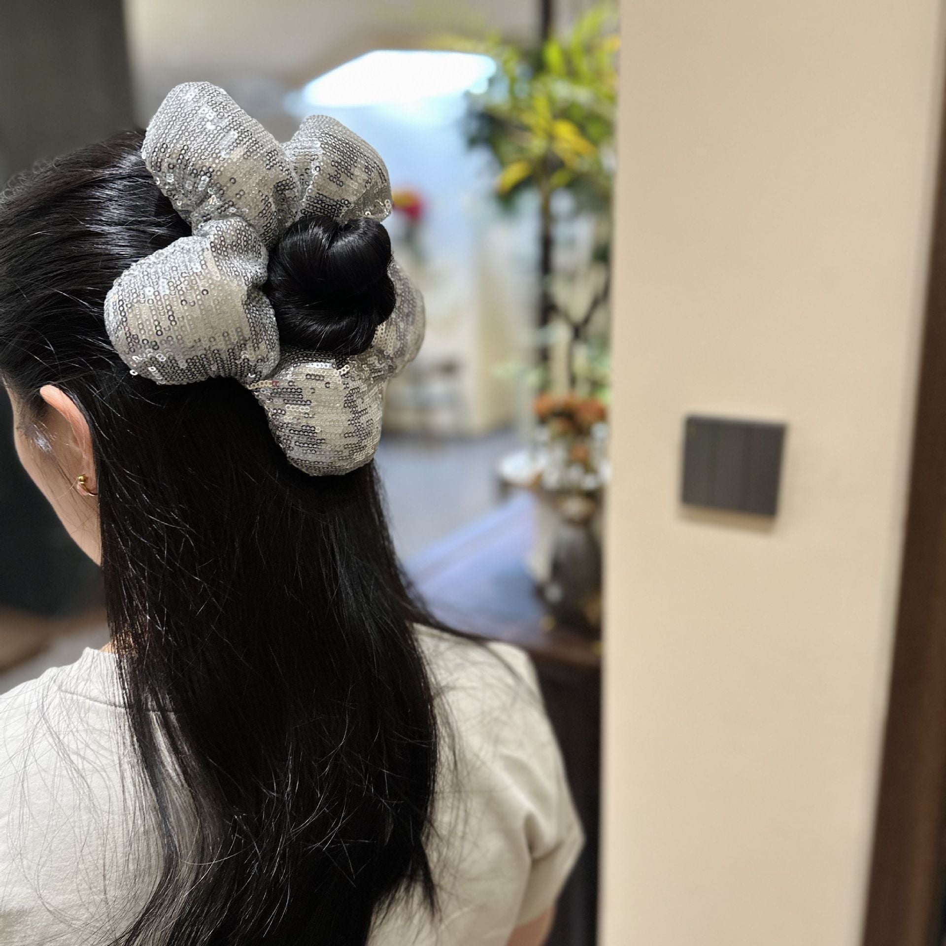 Women's Shiny Solid Color Sequins Hair Tie