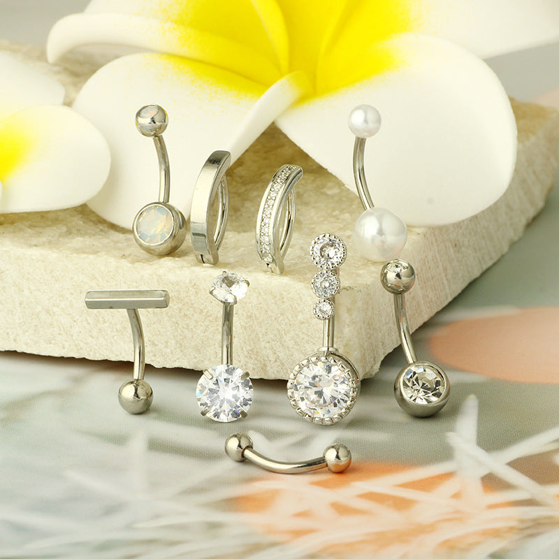 1 Piece 1 Set Belly Rings Simple Style Geometric Heart Shape 316 Stainless Steel  Plating