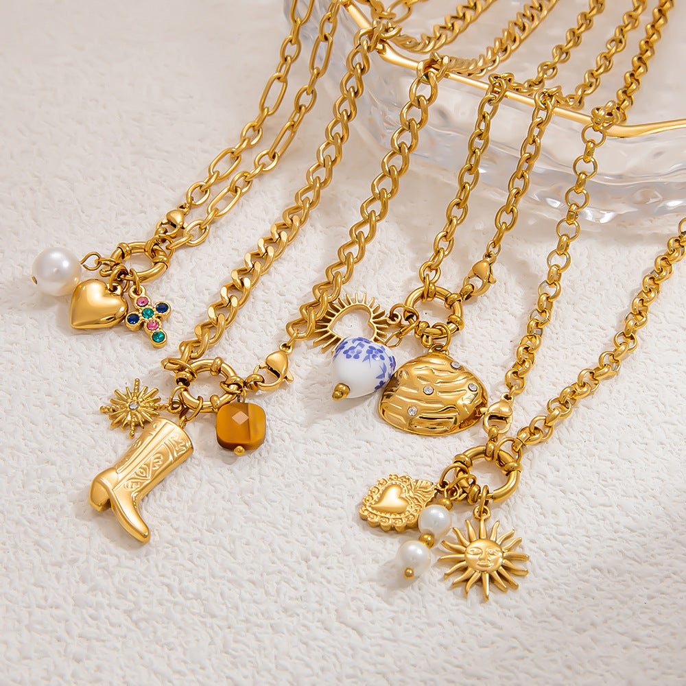 Jewelry Lady Heart Shape 304 Stainless Steel Plating Pendant Necklace