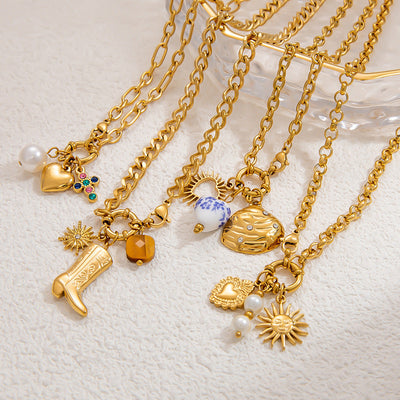 Jewelry Lady Heart Shape 304 Stainless Steel Plating Pendant Necklace