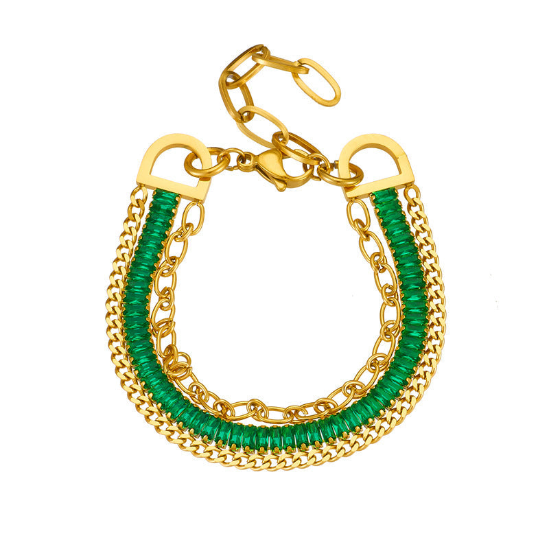 Elegant Lady Geometric Titanium Steel Diamond Bracelets In Bulk