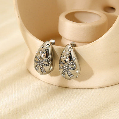 1 Pair Simple Style Commute Bow Knot Plating 304 Stainless Steel Ear Studs