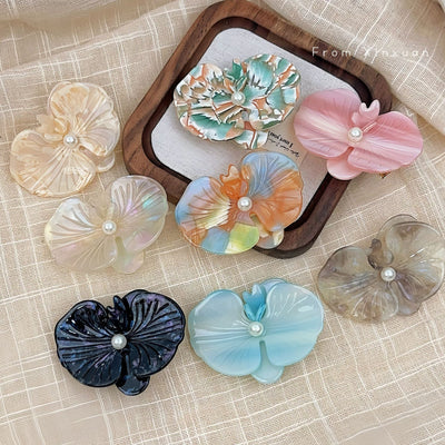 Korean Style Elegant Acetate Texture Phalaenopsis Barrettes Duckbill Clip Niche Design Exquisite Bang Clip Accessories