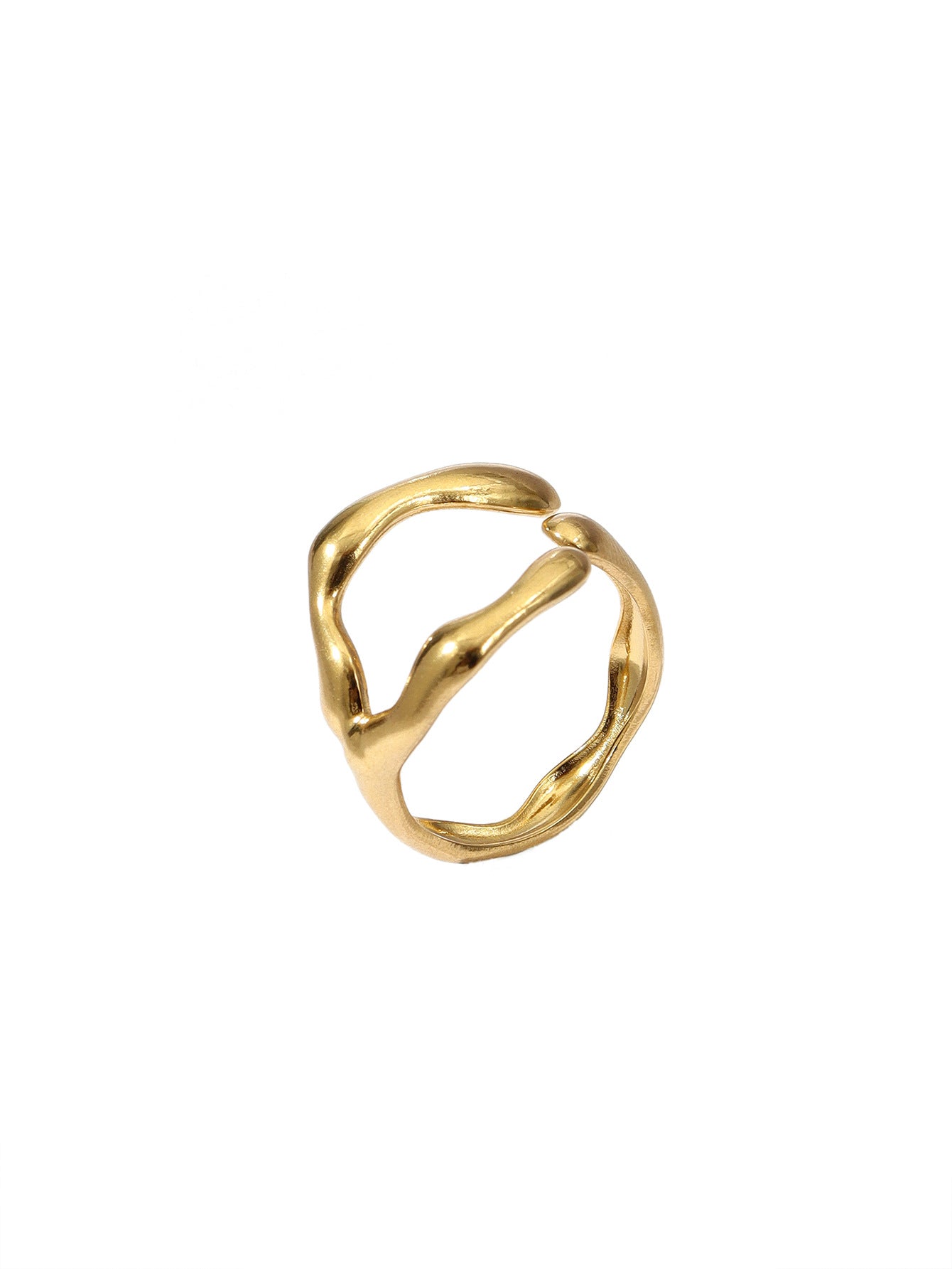 Jewelry Retro Leaf Heart Shape Flower 304 Stainless Steel Plating Open Rings