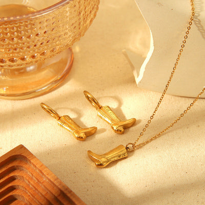 Jewelry IG Style French Style Boots 304 Stainless Steel 18K Gold Plated Plating Earrings Necklace