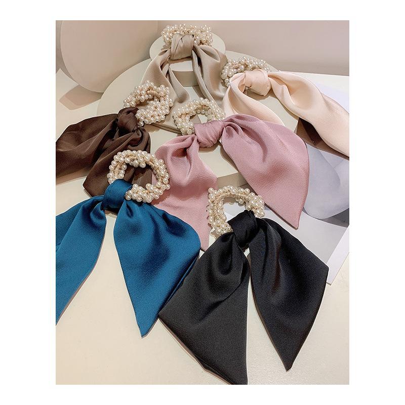 Women's Simple Style Classic Style Solid Color Cloth Baroque Pearls Hair Tie