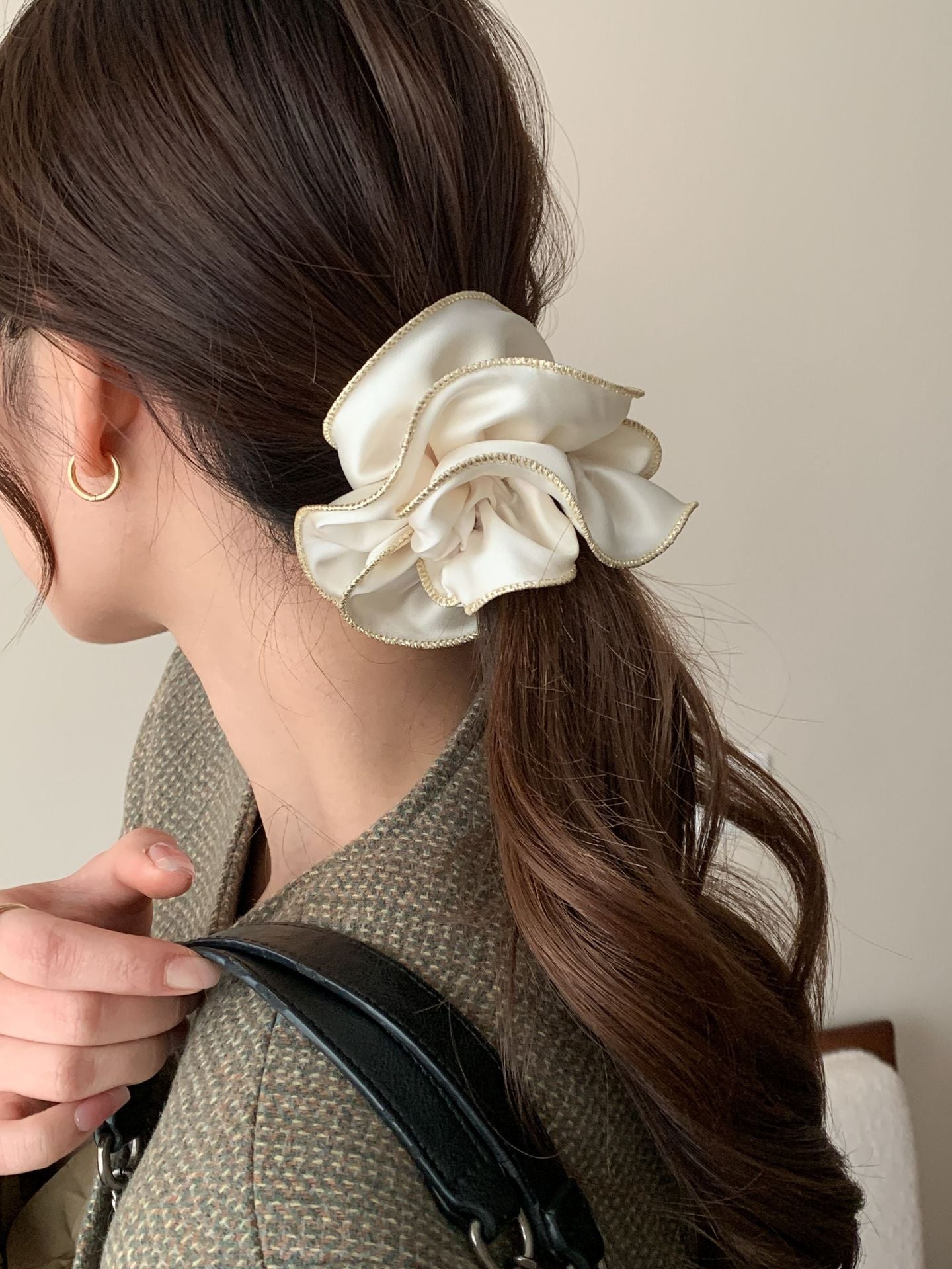 New Classic Style Large Intestine Hair Band Women's High-Grade Satin Temperament Bun Tie-up Hair Headband Hair Rope Women's Headdress