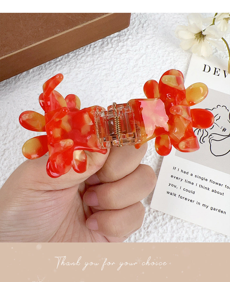 Women's Sweet Flower Acetic acid sheets Inlay Rhinestones Hair Claws