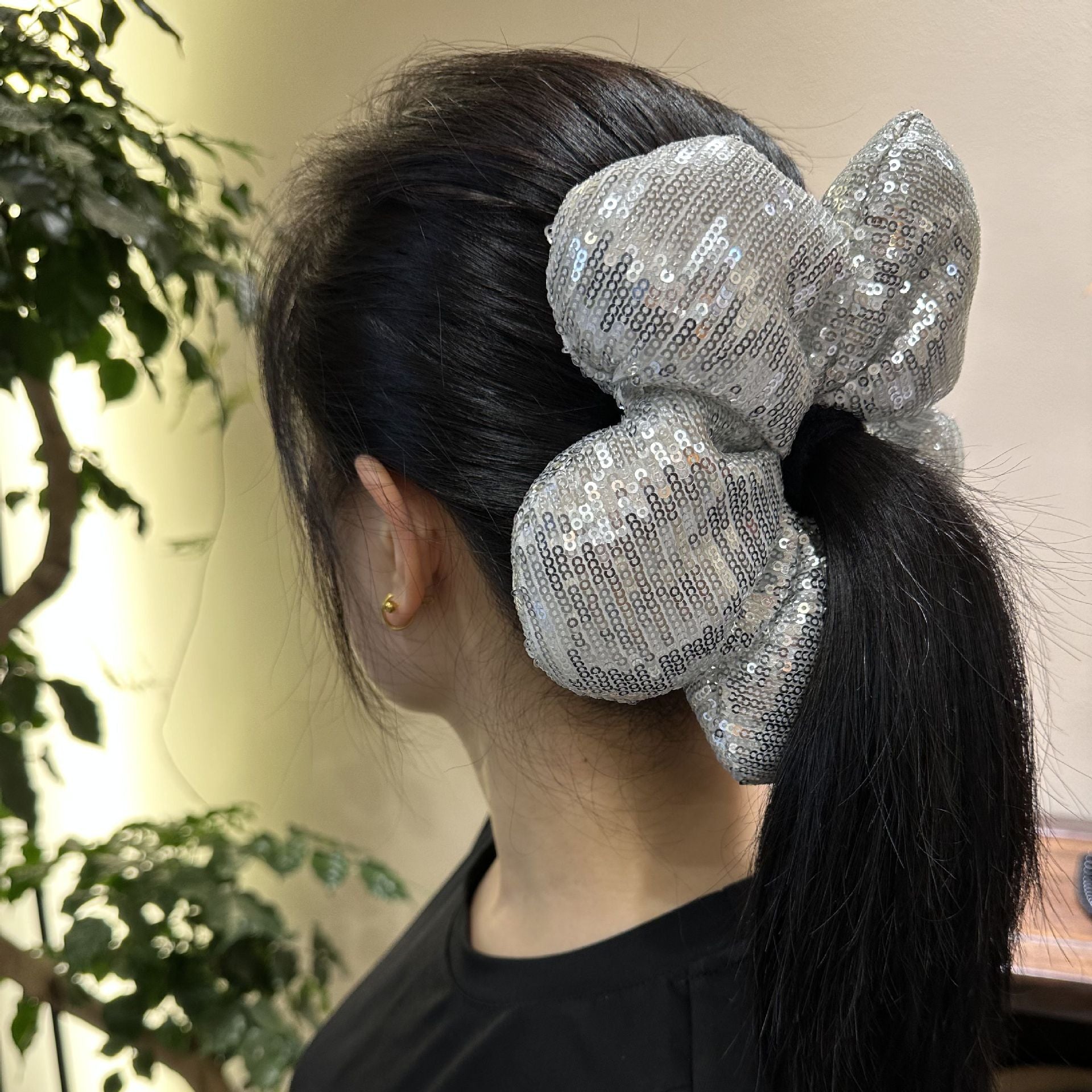 Women's Shiny Solid Color Sequins Hair Tie