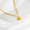 Jewelry Casual Simple Style Round Letter Titanium Steel Double Layer Necklaces