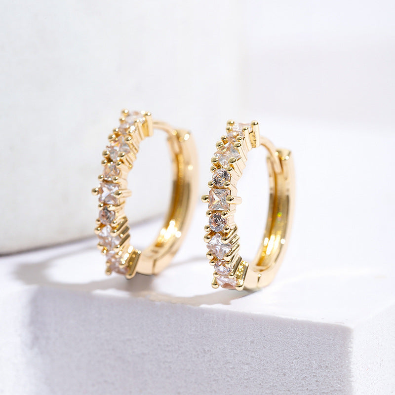 1 Pair Casual Elegant Geometric Plating Copper Zircon Earrings