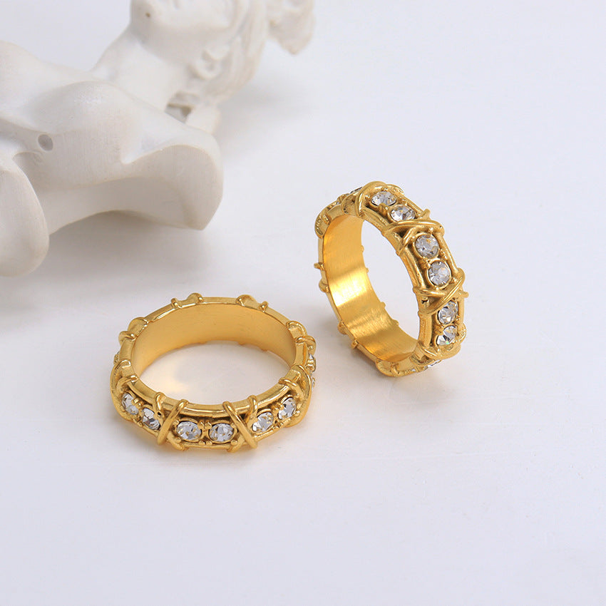 Jewelry Simple Style Geometric 304 Stainless Steel Zircon Rings