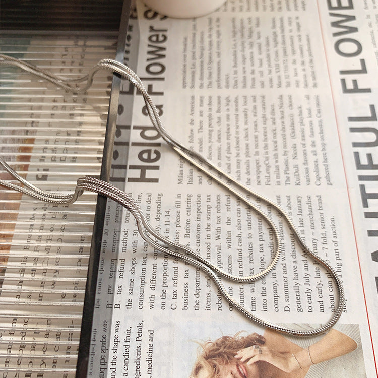 Jewelry Simple Style Solid Color Titanium Steel Plating Layered Necklaces