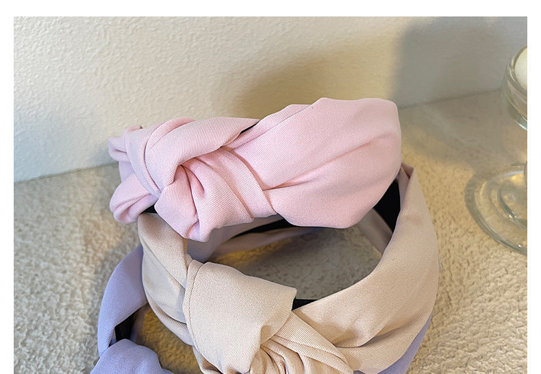 Europe and America  New Hair-Hoop Headband Versatile  Textured Fabric Headdress Hairpin Wide Brim Knotted Hair Hoop