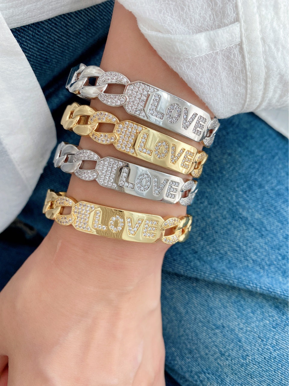 Jewelry Vintage Style Classic Style Love Copper Zircon Plating Rings Bracelets