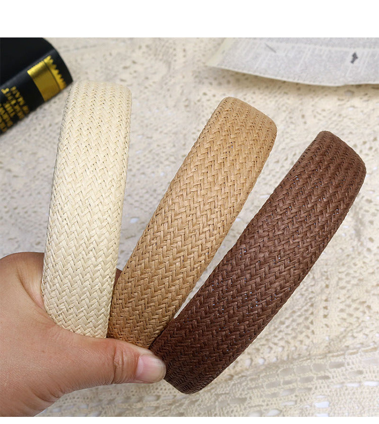 Women's Retro Simple Style Solid Color cotton and linen Hair Band