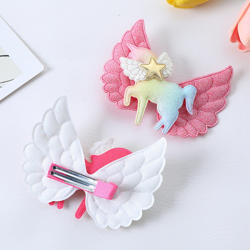 Women's Cute Star  Wings Cloth Hair Clip