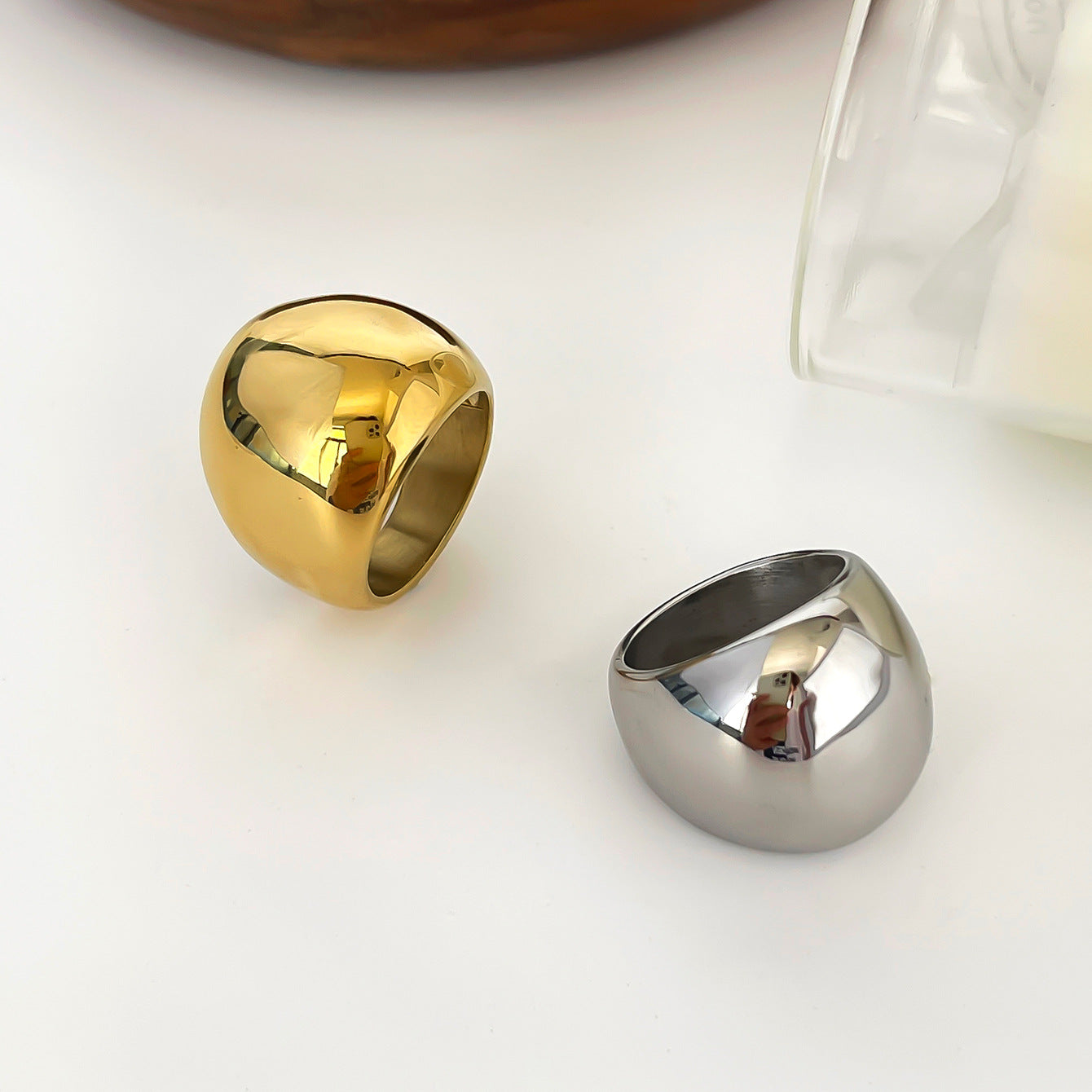 Jewelry Simple Style Streetwear Geometric 316L Stainless Steel  18K Gold Plated Rings