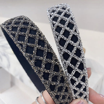 korean rhinestone chain mesh wide-sided hair band