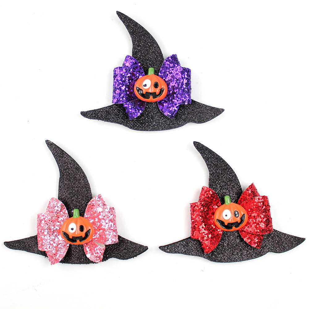 Girl'S IG Style Cool Style Pumpkin Spider Bow Knot Cloth Sequins Hair Clip