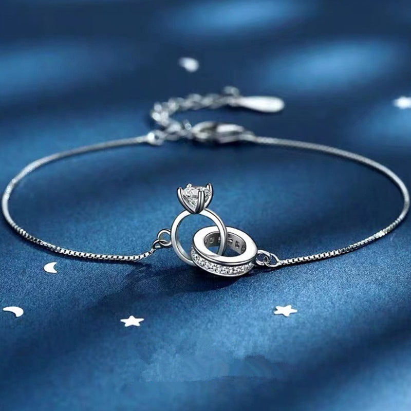 Copper Inlay Round Square Heart Shape Imitation Moissanite Bracelets