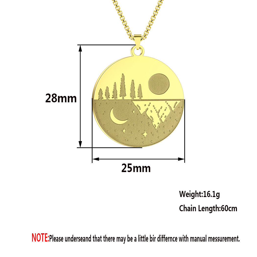 Jewelry Streetwear Moon Forest 304 Stainless Steel Pendant Necklace