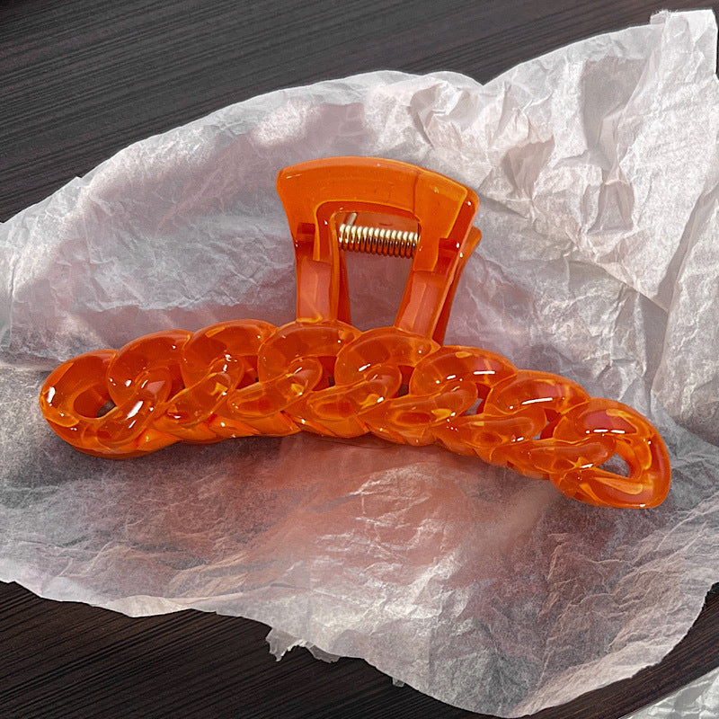 simple large semi-transparent candy color chain hair claw shark clip