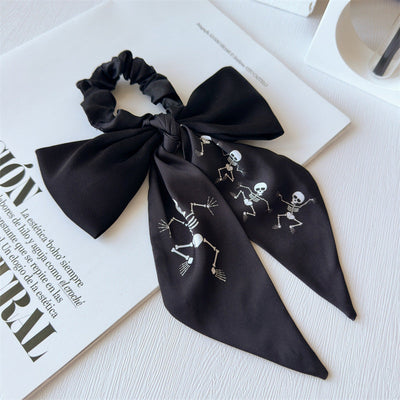 New Bow Long Ponytail Ribbon Large Intestine Hair Ring   Hot Sale Skull Hair Ring Hair Rope