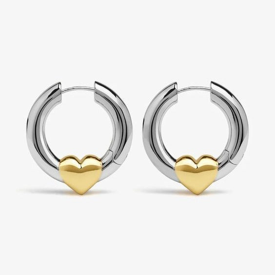 1 Pair Simple Style Heart Shape Mixed Metal 304 Stainless Steel Earrings