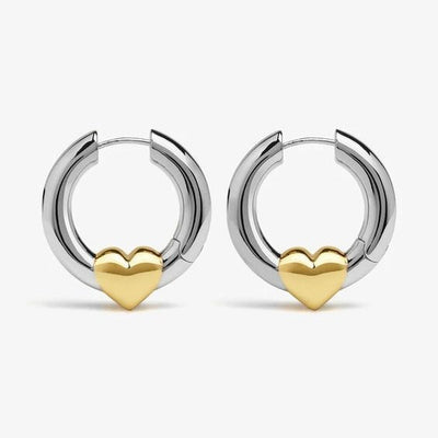 1 Pair Simple Style Heart Shape Mixed Metal 304 Stainless Steel Earrings