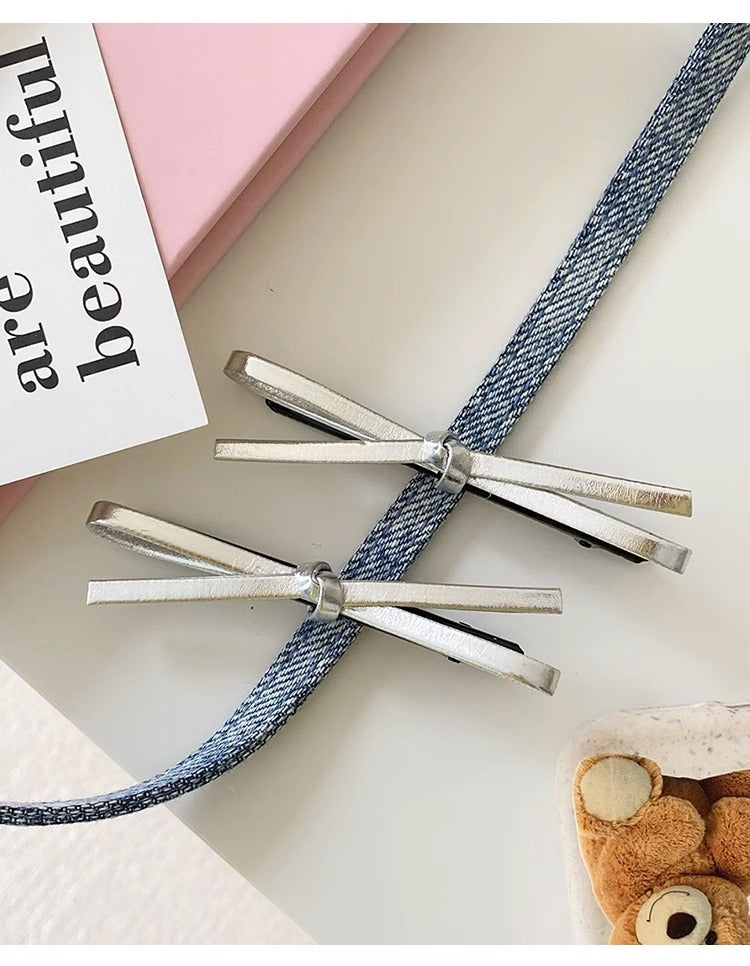 Women's Casual Simple Style Bow Knot Pu Leather Hair Clip