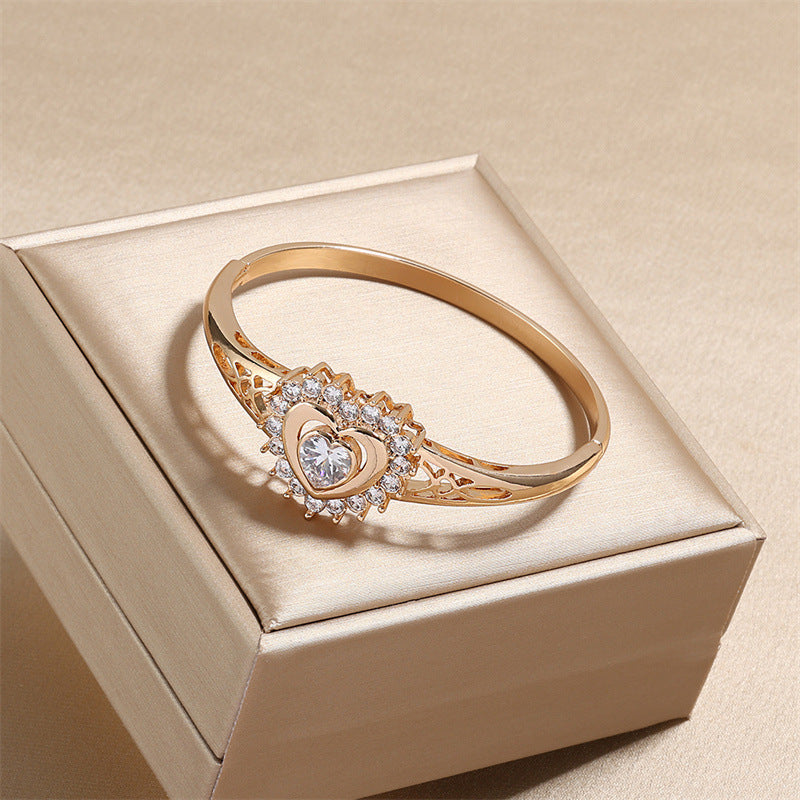 Casual Simple Style Streetwear Heart Shape 304 Stainless Steel Zircon Stainless Steel Bracelets In Bulk