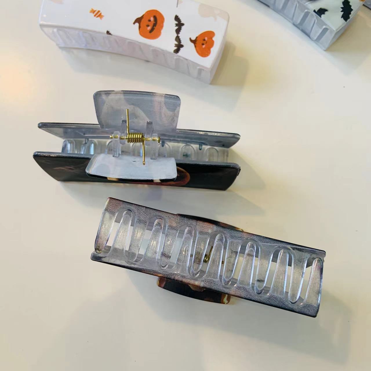 Halloween Cartoon Style Women's Pumpkin Bat Ghost Plastic Resin Polishing Hair Claws