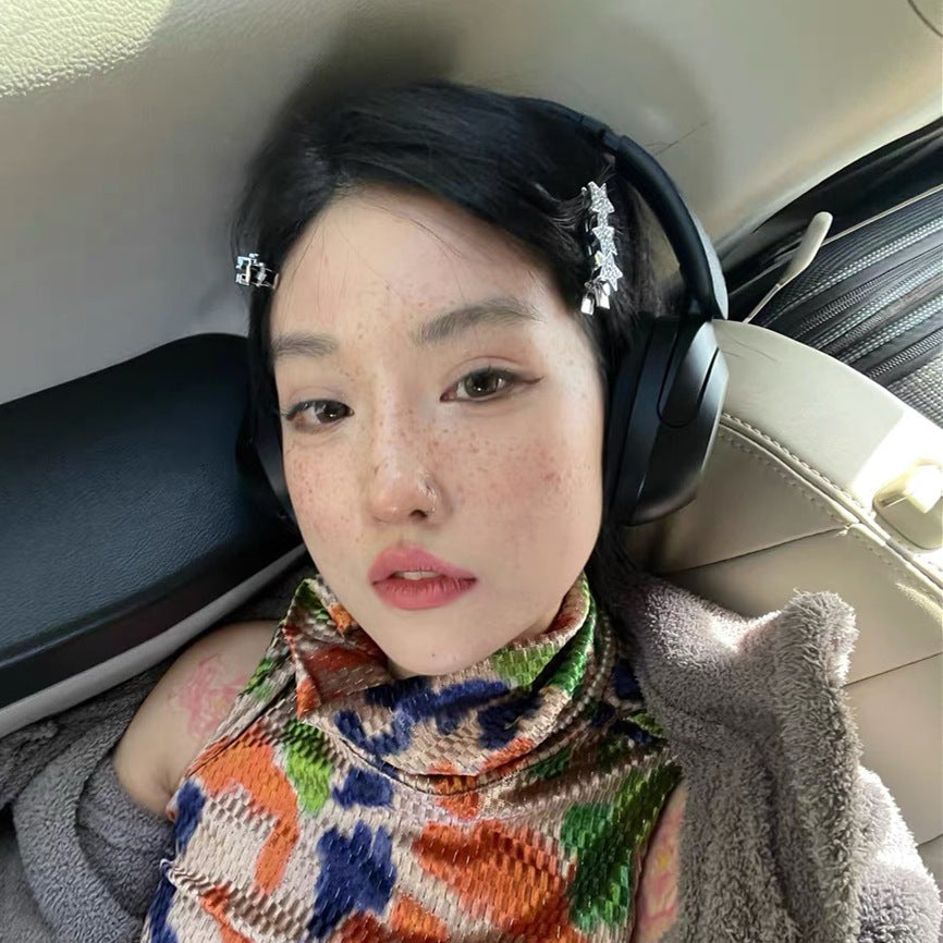 y2k star alloy inlay rhinestones hair clip