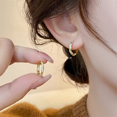 New Popular Niche Unique Earrings Women's Gold Premium Sensory Ring Ear Buckle Earrings