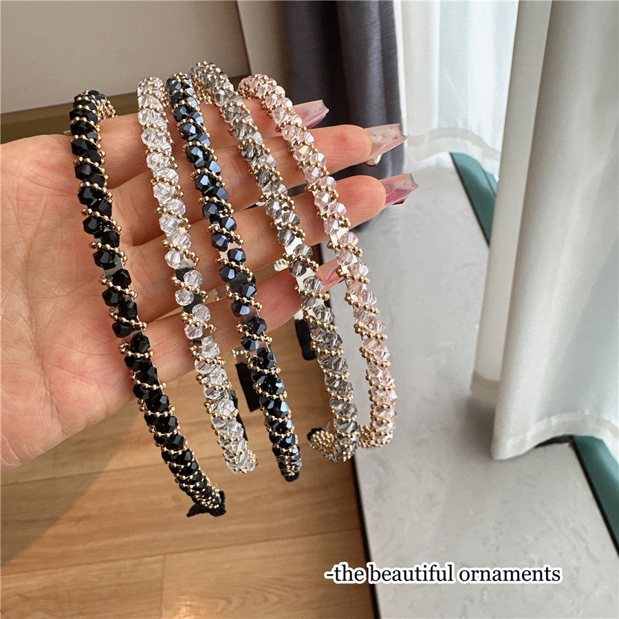 Women's Simple Style Solid Color Artificial Crystal Diamond Hair Band