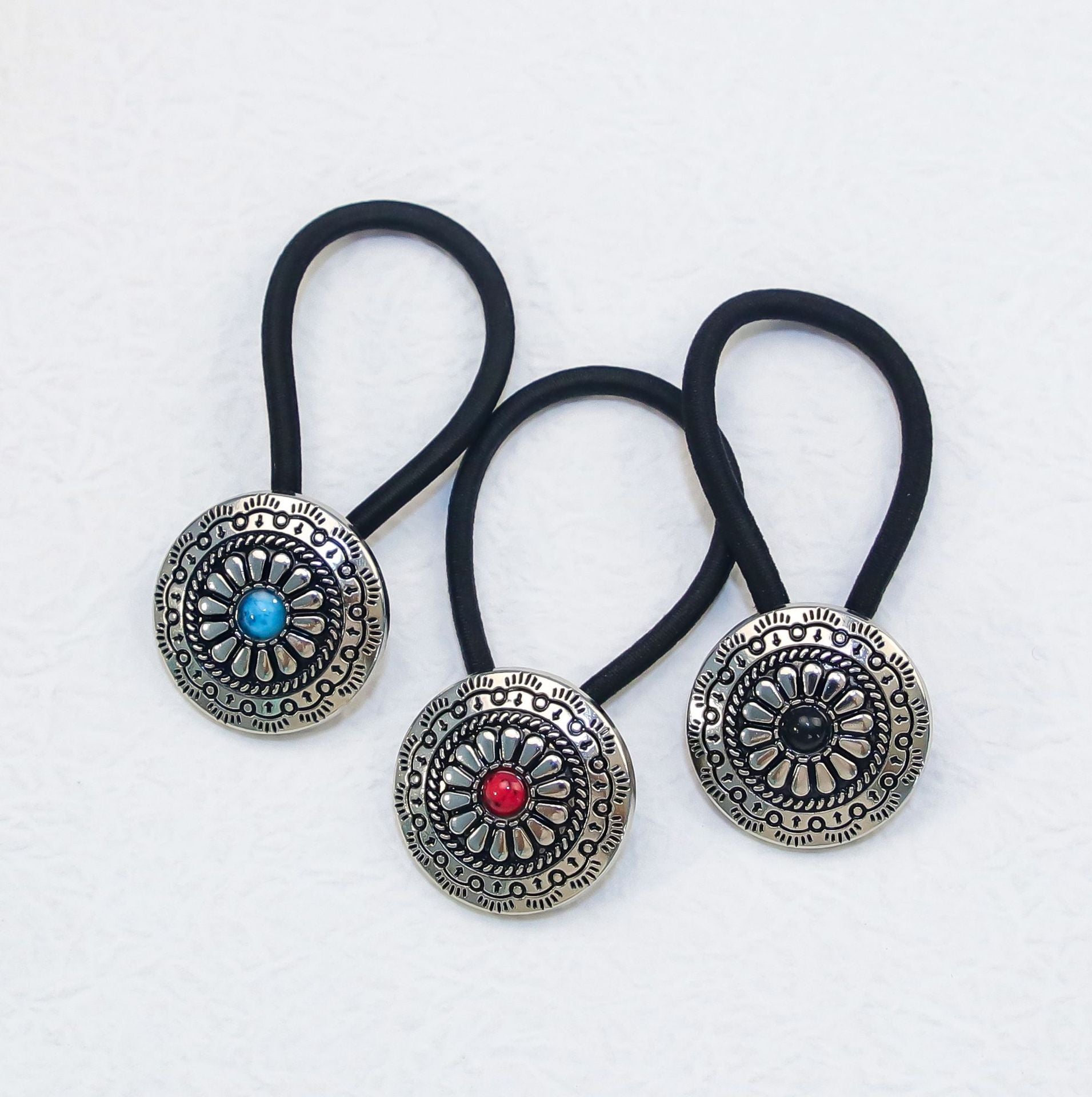 Women's Classical Ethnic Style Classic Style Cross Round Cattle Alloy Polyester Inlay Turquoise Hair Tie