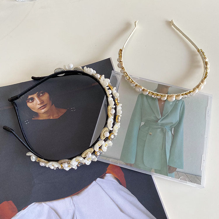 korean version pearl flower full diamond headband
