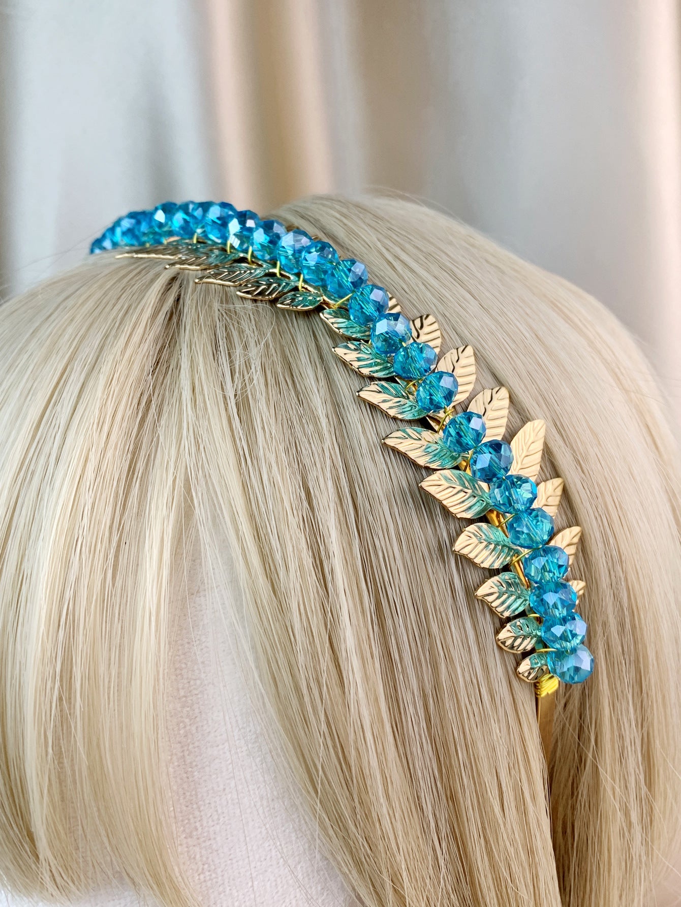 modern style solid color crystal handmade hair band