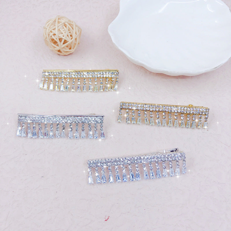 fashion geometric metal inlay rhinestones hair clip 1 piece