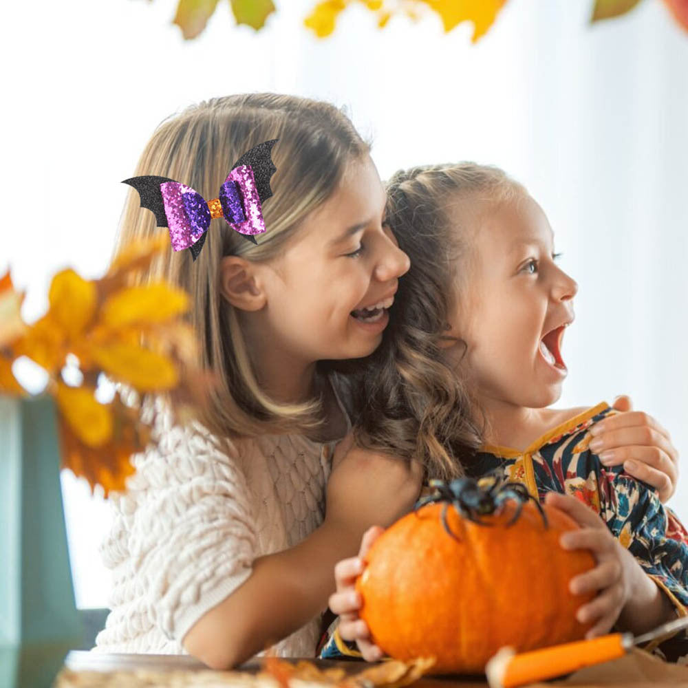 Girl'S IG Style Cool Style Pumpkin Spider Bow Knot Cloth Sequins Hair Clip