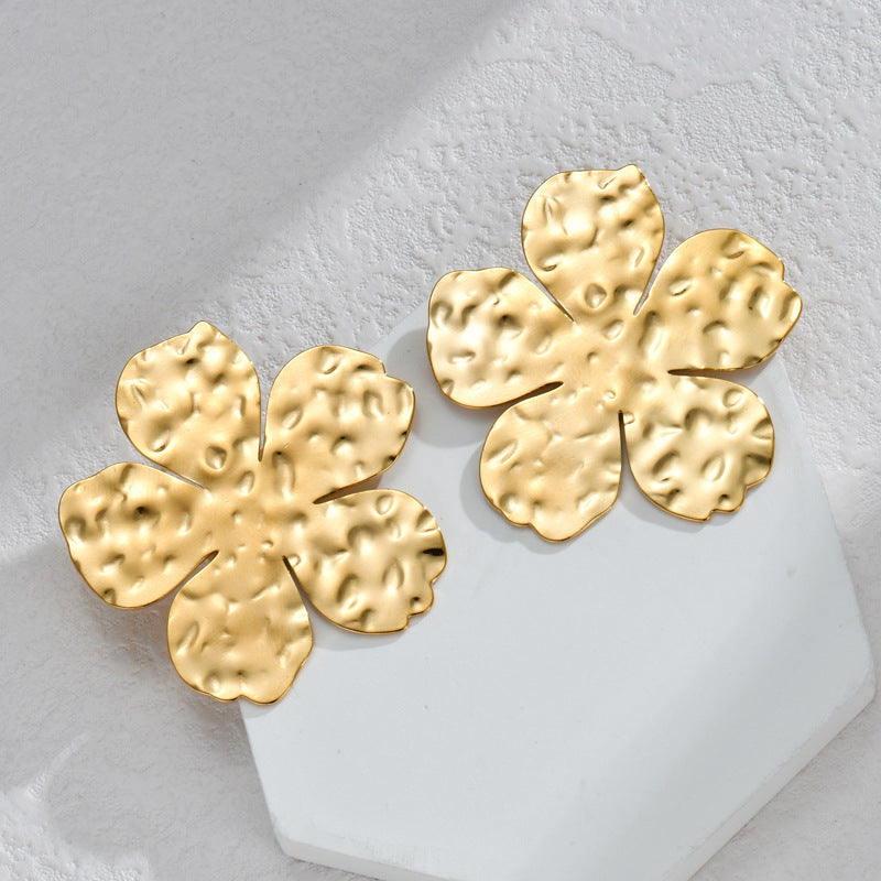 Jewelry Modern Style Classic Style Heart Shape Flower 304 Stainless Steel Plating Rings Earrings