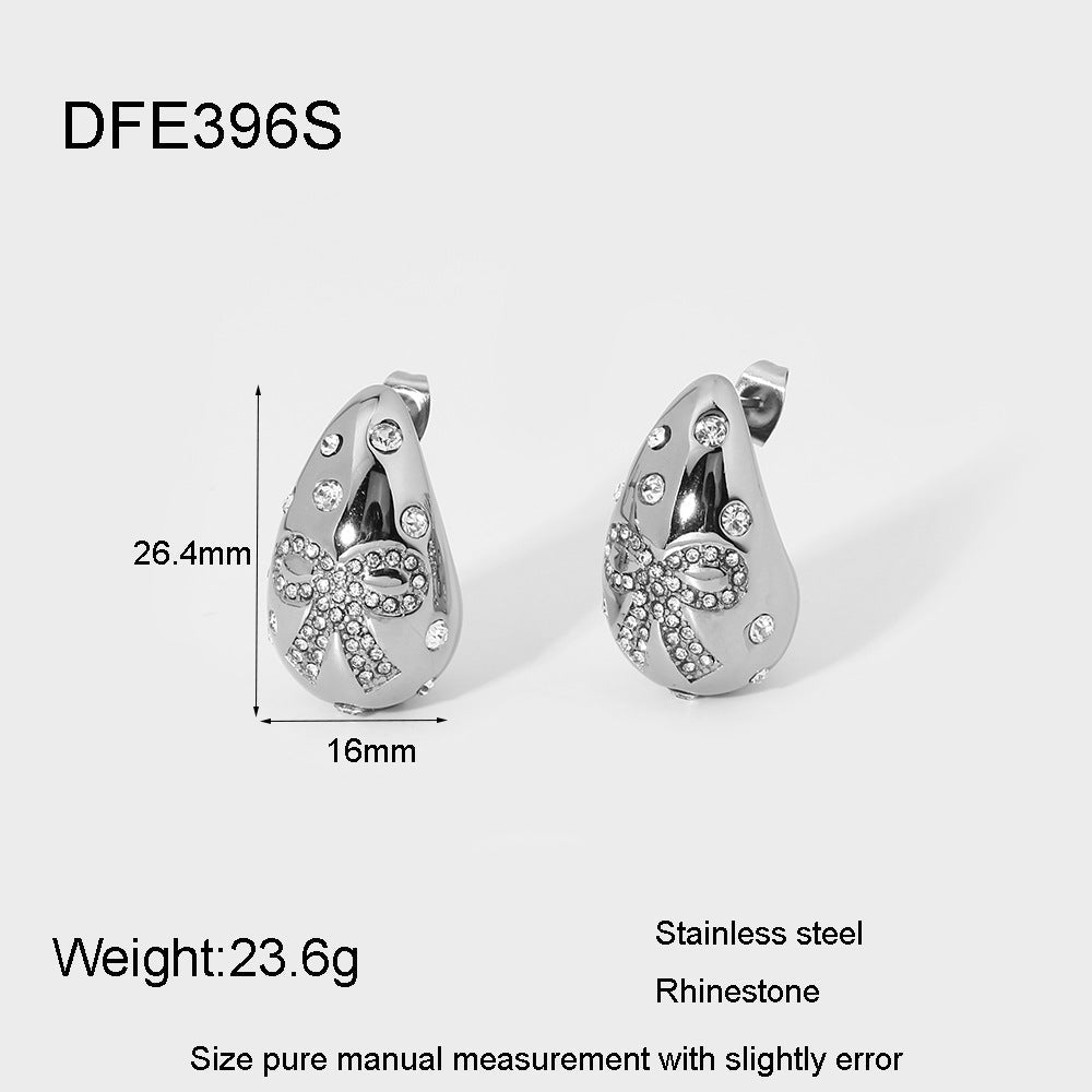 1 Pair Simple Style Commute Bow Knot Plating 304 Stainless Steel Ear Studs