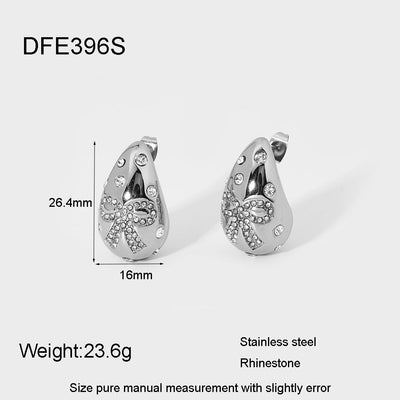 1 Pair Simple Style Commute Bow Knot Plating 304 Stainless Steel Ear Studs