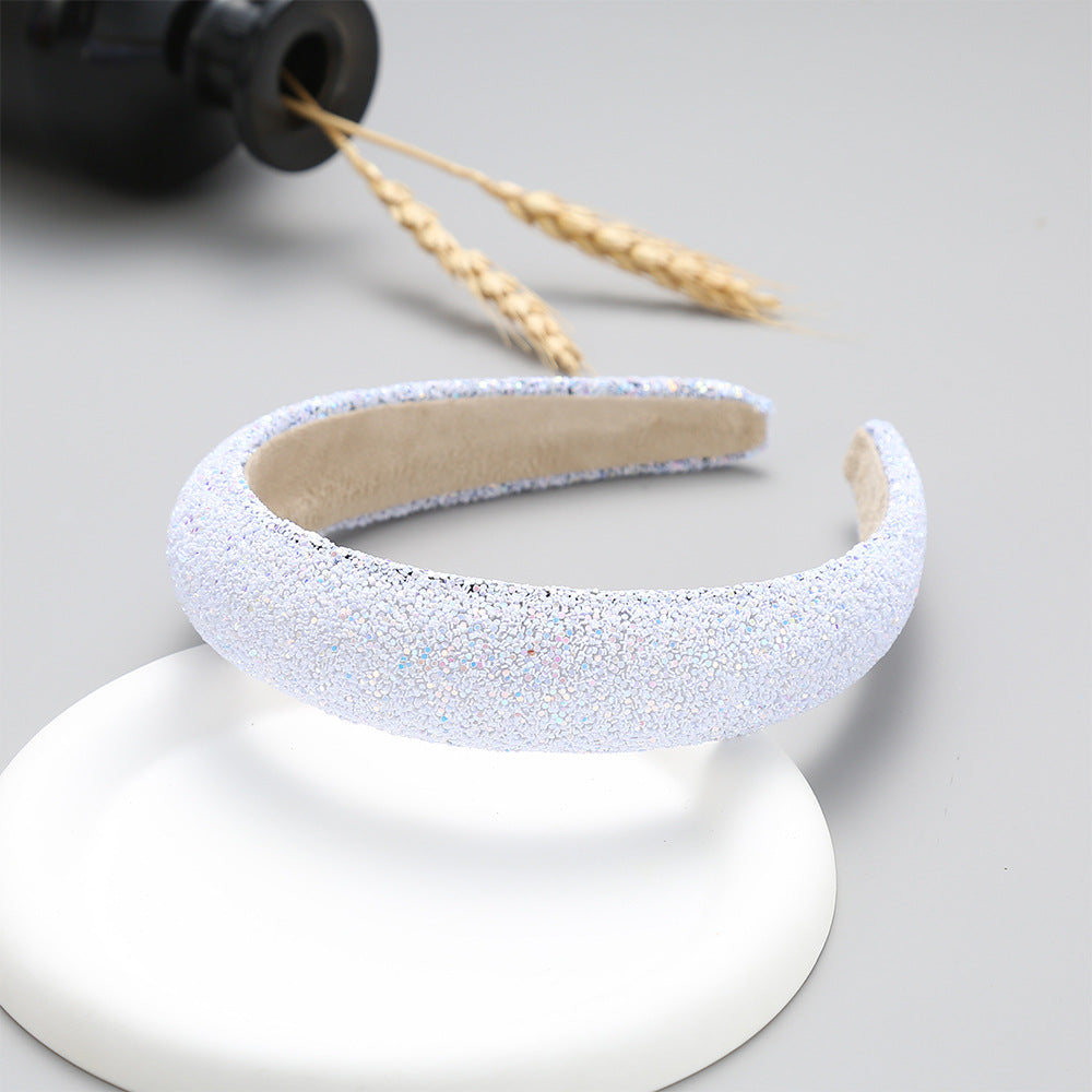 xinqi european and american onion powder headband creative sponge women's wide-edged headband 3cm glitter color hair pressing hairpin supply