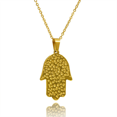 Jewelry Retro Hand Of Fatima Titanium Steel Pendant Necklace