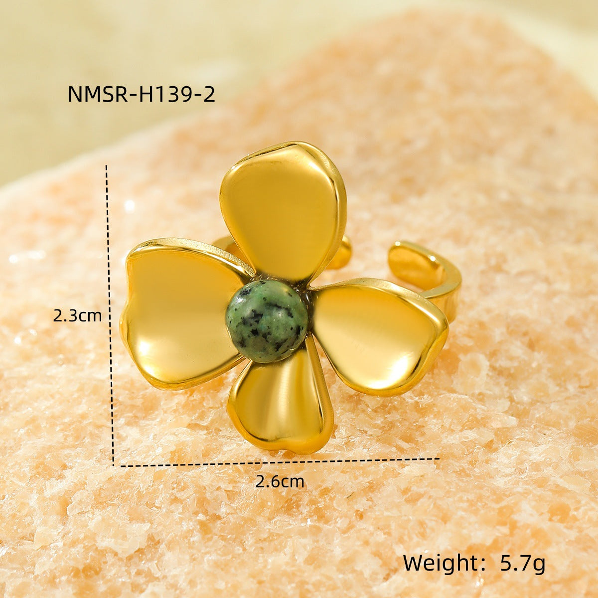Jewelry Elegant Retro Flower 304 Stainless Steel Natural Stone Pearl Inlay Open Rings