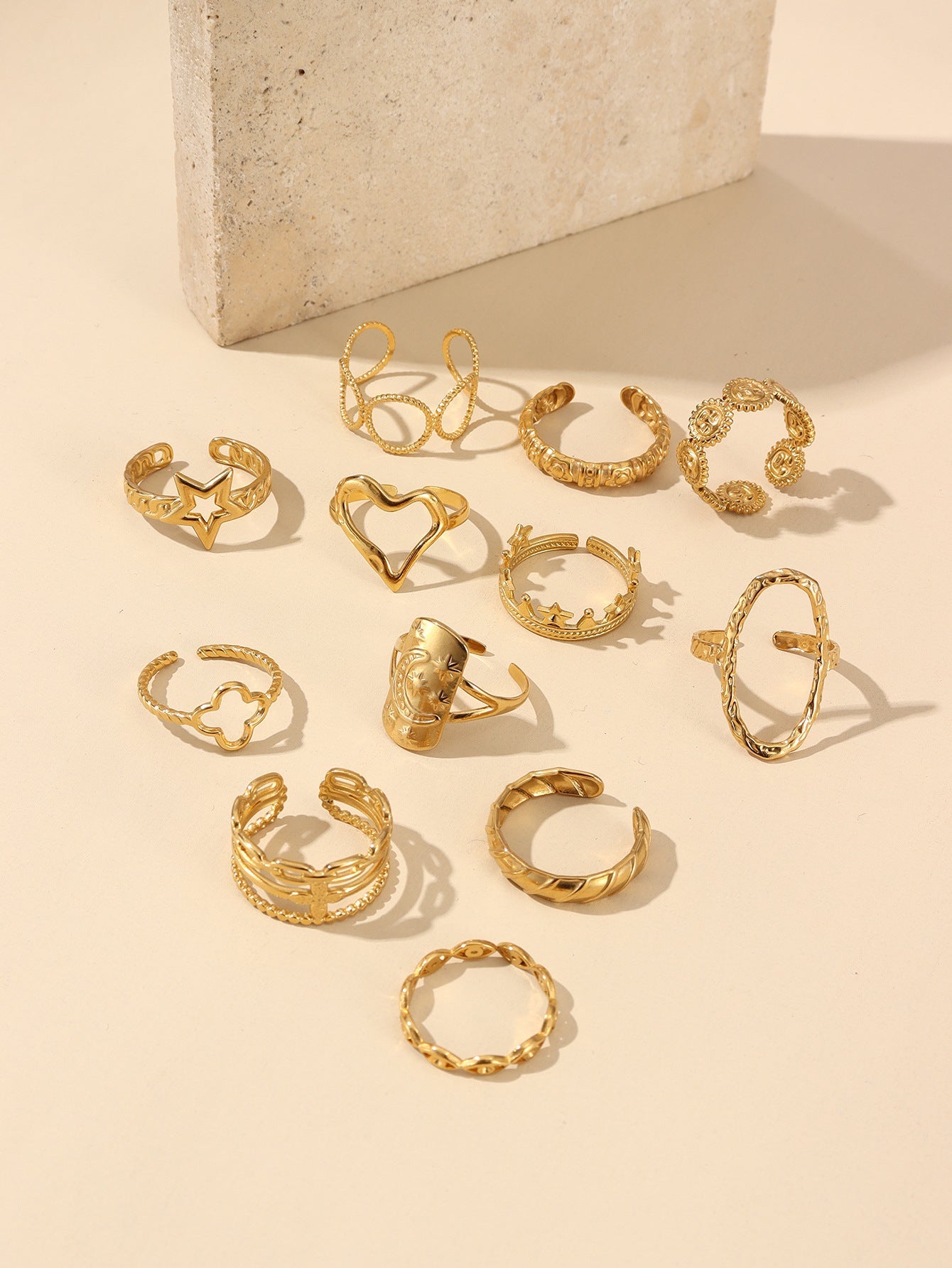 Jewelry Retro Devil's Eye Star Heart Shape 304 Stainless Steel Open Rings