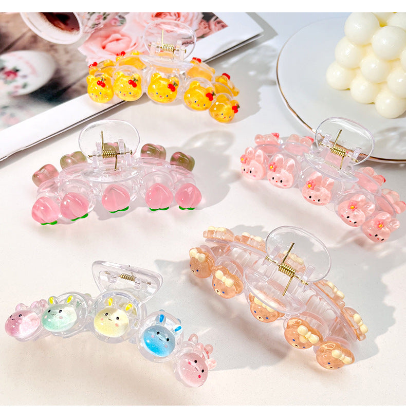 Women's Cartoon Style Peach Strawberry Plastic Resin Hair Claws
