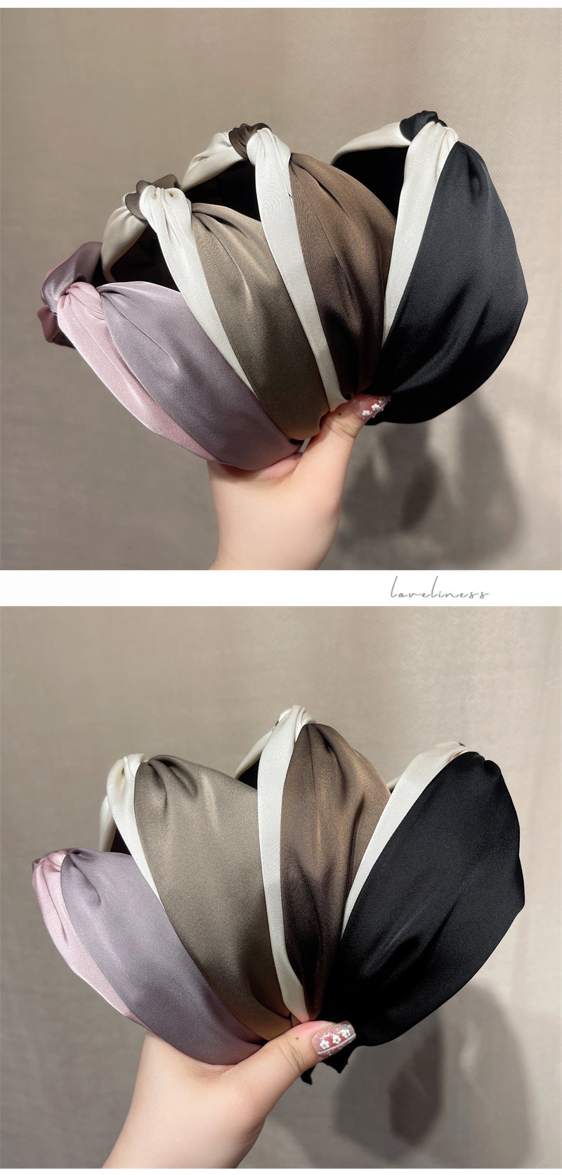 fashion color block satin hair band